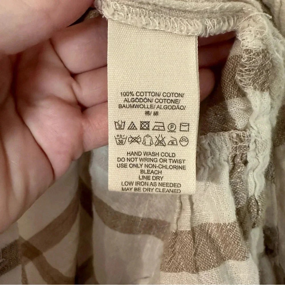 Free People Peppy in Plaid Women’s Long Sleeve Cream Peplum Style Top Size S GUC - Picture 6 of 7